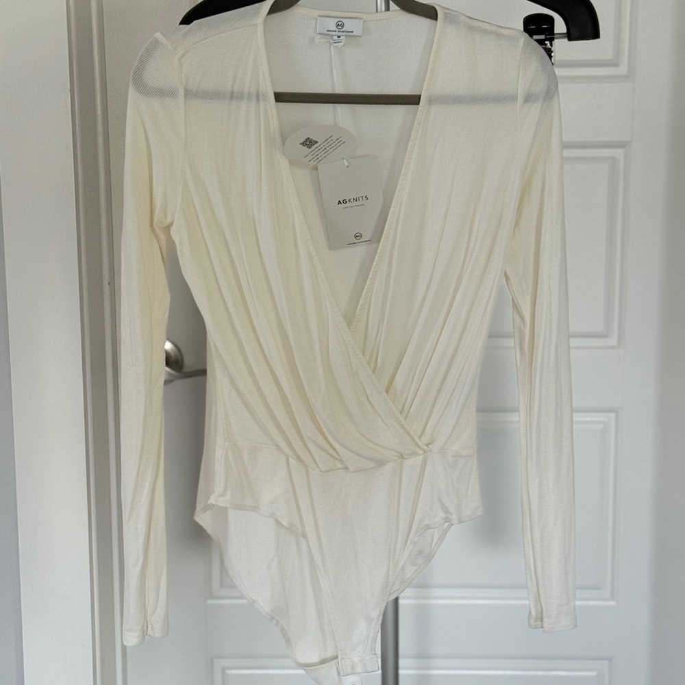 AG Adriano Goldschmied Ivory Long Sleeve Bodysuit